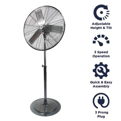 Image showing  30 in. Adjustable Height Oscillating Pedestal Fan, 3 Speeds, Black