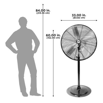 Image showing  30 in. Adjustable Height Oscillating Pedestal Fan, 3 Speeds, Black