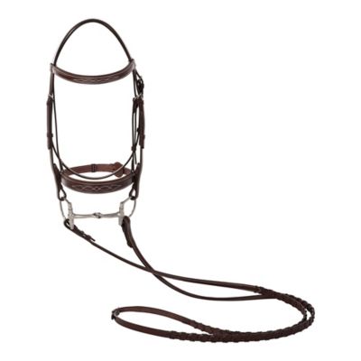 Huntley Equestrian Fancy-Stitched Raised Sedgwick Leather Padded English Bridle, Cob