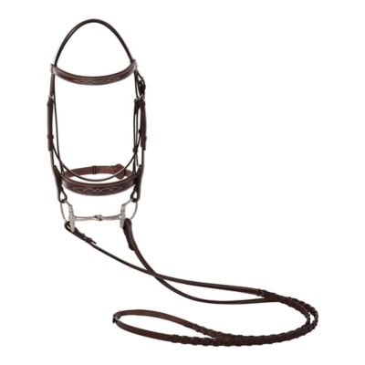 Huntley Equestrian Fancy-Stitched Raised Sedgwick Leather Padded English Bridle, Medium Pony