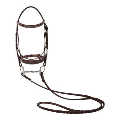 Huntley Equestrian Fancy-Stitched Raised Sedgwick Leather Padded English Bridle, Small Pony