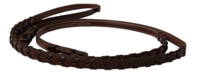 Image showing  Fancy-Stitched Square Raised Laced Reins, Cob, 5/8 in. x 56 in., Australian Nut Color