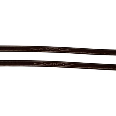 Image showing  Fancy-Stitched Square Raised Laced Reins, Cob, 5/8 in. x 56 in., Australian Nut Color