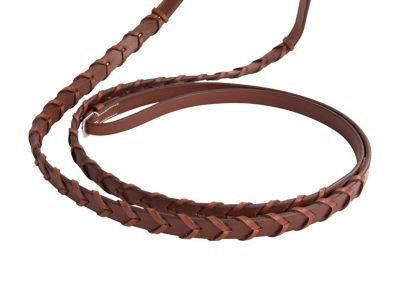 Image showing  Fancy-Stitched Square Raised Laced Reins, Oversize, Australian Nut Color