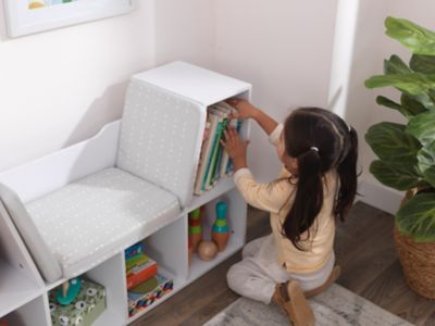 Image showing  6-Shelf Bookshelf with Reading Nook, White