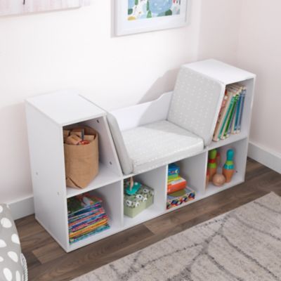 Image showing  6-Shelf Bookshelf with Reading Nook, White