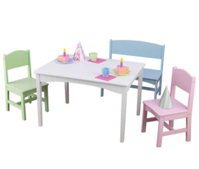 Kidkraft Nantucket Table With Bench 2 Chairs Set Pastel 26112 1378547 At Tractor Supply Co