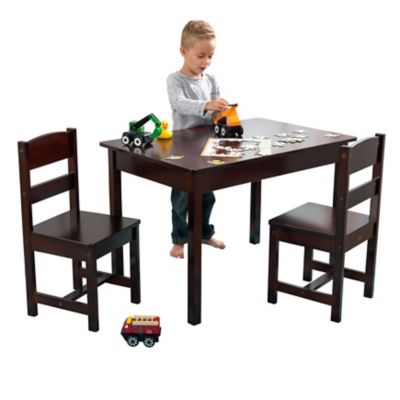 KidKraft Children's Rectangular Table and 2 Chair Set, Espresso