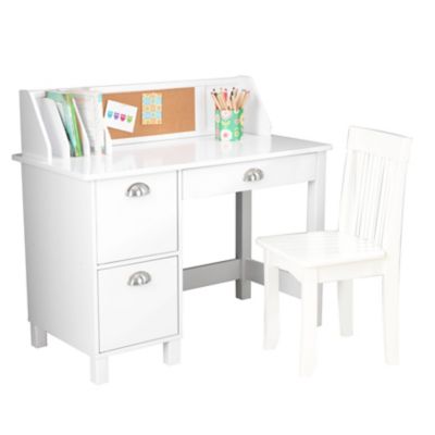 KidKraft Children's Wooden Study Desk with Chair, White