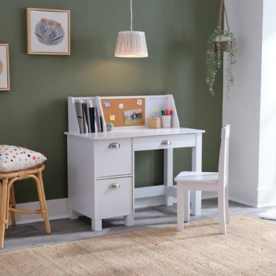 Image showing  Children's Wooden Study Desk with Chair, White