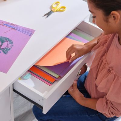 Image showing  Children's Wooden Study Desk with Chair, White