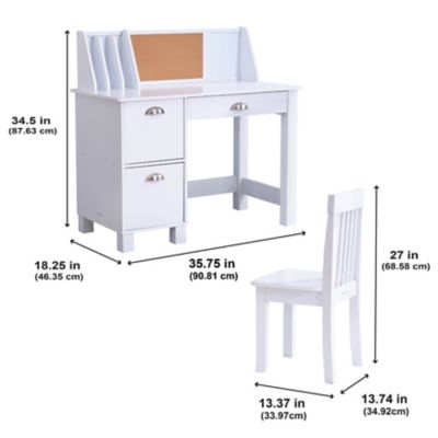 Image showing 6 th KidKraft Children's Wooden Study Desk with Chair, White