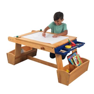Image showing  Children's Art Table with Drying Rack and Storage