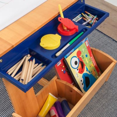 Image showing  Children's Art Table with Drying Rack and Storage