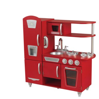 KidKraft Vintage Play Kitchen, Red, 33 in. x 13.5 in. x 35.75 in.