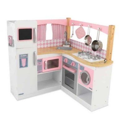 Image showing 7 th KidKraft Grand Gourmet Wooden Corner Play Kitchen with 5-Piece Accessory Set