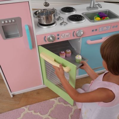 Image showing 11 th KidKraft Uptown Pastel Wooden Play Kitchen with Chalkboard