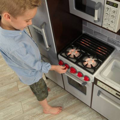 Image showing  Uptown Elite Espresso Wooden Play Kitchen with Lights, Sounds and Working Ice Maker