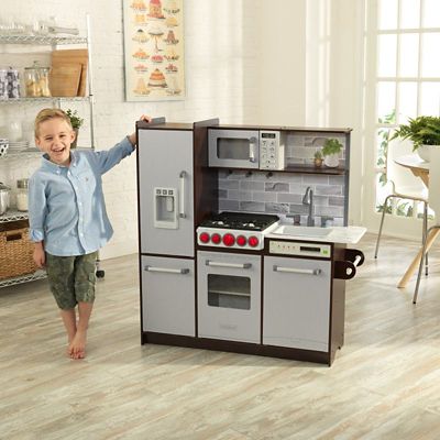Image showing  Uptown Elite Espresso Wooden Play Kitchen with Lights, Sounds and Working Ice Maker