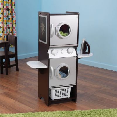 Image showing  Wooden Laundry Play Set with Iron and Basket, Espresso