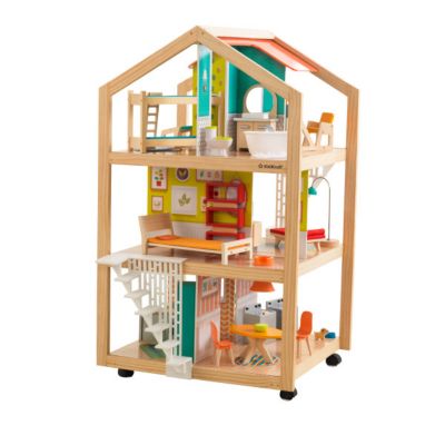 KidKraft So Stylish Mansion Dollhouse Playset with EZ Kraft Assembly, 26.8 in. x 23.25 in. x 43.3 in.