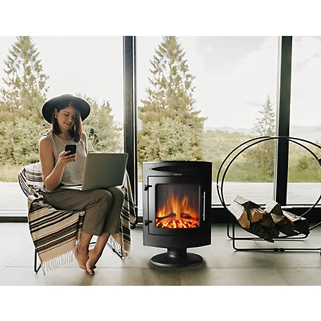 Cambridge 5,115 BTU Freestanding Electric Fireplace Heater with Log Display, Remote Control, 1,500W