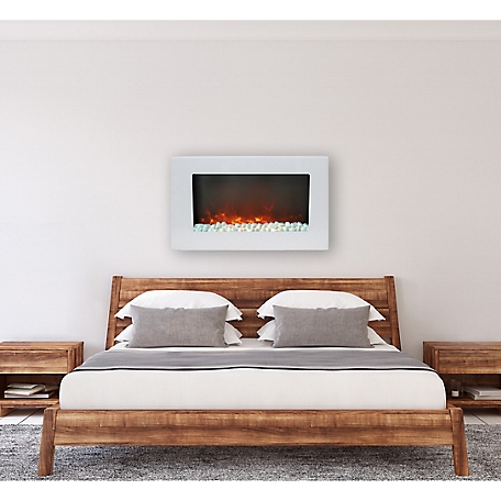 Cambridge 5,115 BTU 30 in. Callisto Wall-Mount Electric Fireplace with Crystal Rock Display, Remote Control, White