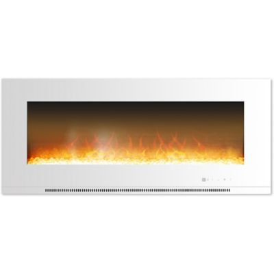Cambridge 56 in. Metropolitan Wall-Mount Electric Fireplace in White with Crystal Rock Display, Remote Control