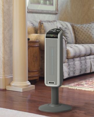 Lasko Electric Space-Saving Ceramic Pedestal Heater with Front-Facing Display, Remote Control, 300 sq. ft., 5,120 BTU