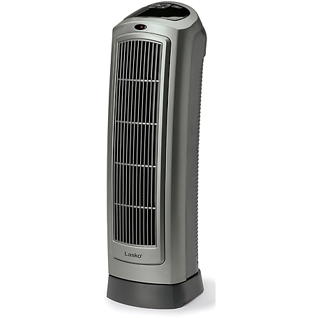 Lasko 23 In. Digital Ceramic Tower Heater with Save-Smart Technology and Remote Control, Gray