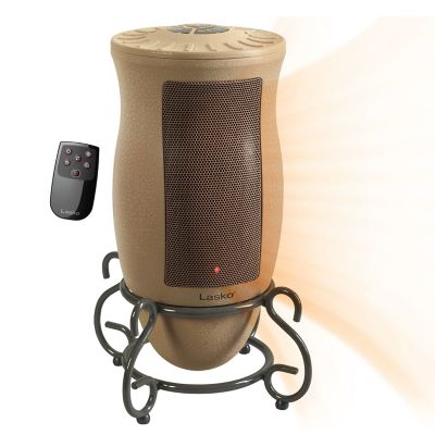 Image showing  Electric Designer Series Oscillating Ceramic Heater with Remote Control, 300 sq. ft., 5,120 BTUs, Tan