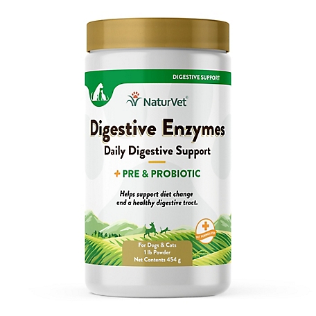 NaturVet Digestive Enzymes Plus Probiotics Supplement for Dogs and Cats, 1.22 lb.