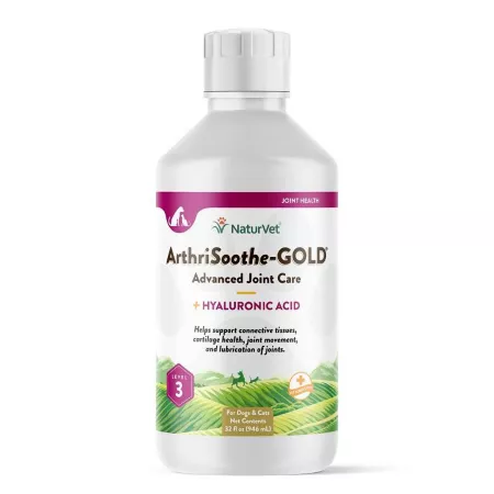 NaturVet ArthriSoothe-GOLD Level 3 Advanced Hip and Joint Supplement for Dogs and Cats 32 oz. Dog Hip & Joint Care