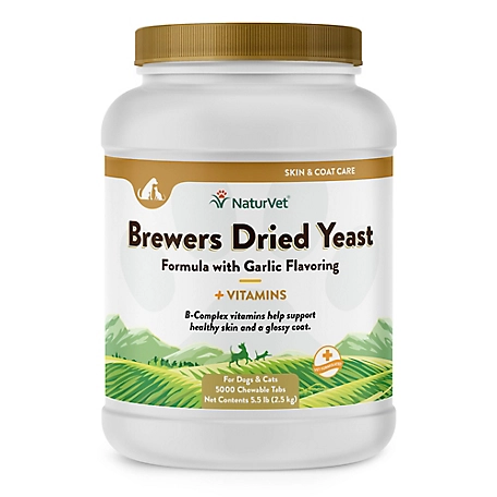 NaturVet Brewers Dried Yeast Formula Garlic Flavor Skin and Coat Supplement for Dogs and Cats, 6.14 lb., 5,000 ct.