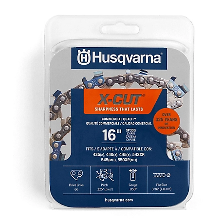 Husqvarna X-Cut SP33G 16 Inch Chainsaw Chain Replacement with .325" Pitch, .050" Gauge, and 66 Drive Links