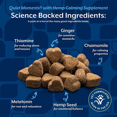 Image showing  Hemp Quiet Moments Plus Hemp Seed Soft Chewable Calming Supplement Treats for Dogs, 180 ct.