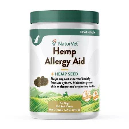 NaturVet Hemp Allergy Aid Plus Hemp Seed Supplement for Dogs 120 ct Dog Allergy & Immune System