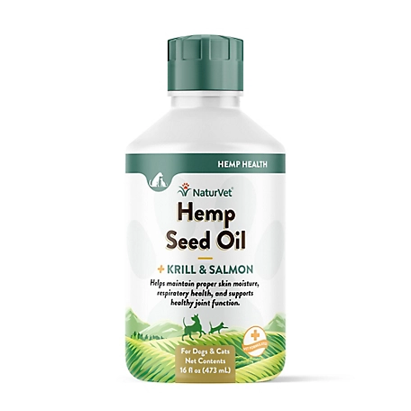 NaturVet Hemp Seed Oil Krill and Salmon Hip and Joint Supplement for Dogs, 16 oz.