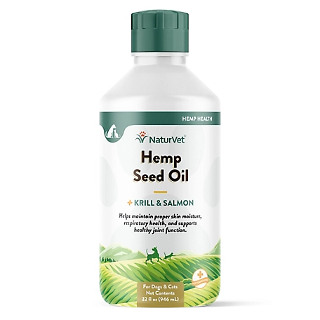 NaturVet Hemp Seed Oil Krill and Salmon Hip and Joint Supplement for Dogs, 32 oz.