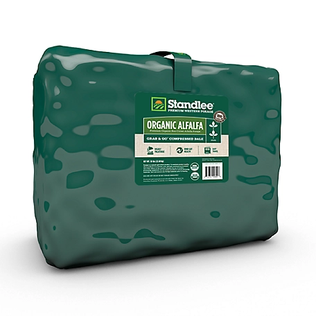 Standlee Premium Western Forage Premium Organic Alfalfa Grab and Go Compressed Hay Bale, 50 lb.