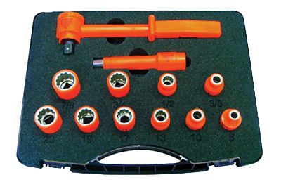 Image showing  3/8 Drive SAE 1,000V Socket Set, 12 pc.