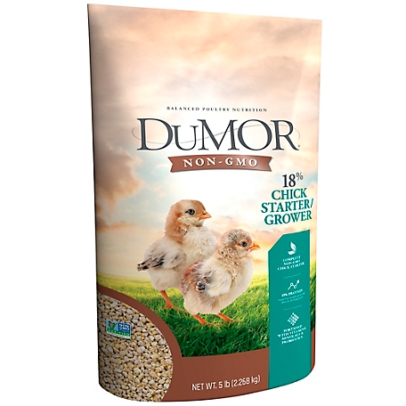 DuMOR Non-GMO 18% Chick Starter/Grower Crumble Poultry Feed, 5 lb.