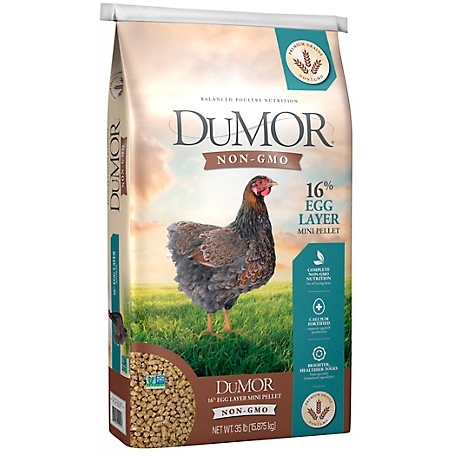 DuMOR Non-GMO 16% Egg Layer Mini Pellet Poultry Feed, 35 lb.
