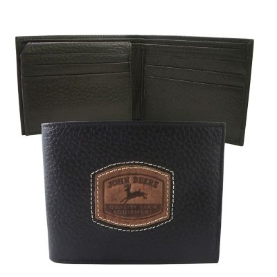 John Deere Men's Genuine Leather Passcase Wallet, Brown