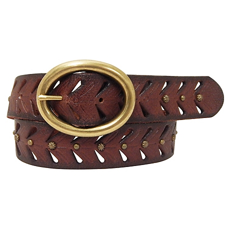 Cowgirls Rock Women's 38 mm Perforated Leather Belt, 46 in. L x 1-1/2 in. W