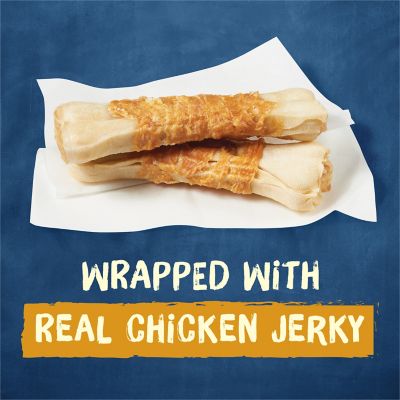 Image showing  Bone Jerky Wraps Grain Free Small/Medium Breed Beefhide and Chicken Jerky Dog Treats, 4 ct. Pouch