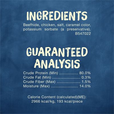 Image showing  Bone Jerky Wraps Grain Free Small/Medium Breed Beefhide and Chicken Jerky Dog Treats, 4 ct. Pouch