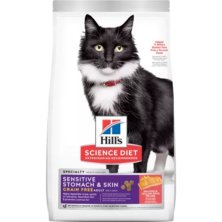 Hill's Science Diet Grain-Free Salmon and Yellow Pea Sensitive Stomach and Skin Adult Indoor/Outdoor Dry Cat Food 13 lb Bag Dry Cat Food