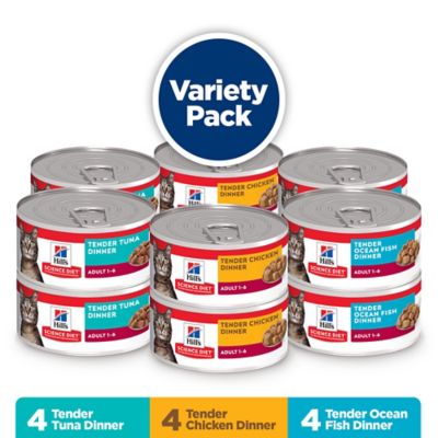 Image showing  Adult Tender Dinner Chicken, Tuna, and Ocean Fish Collection Wet Cat Food Pack, 5.5 oz., Pack of 12 Cans