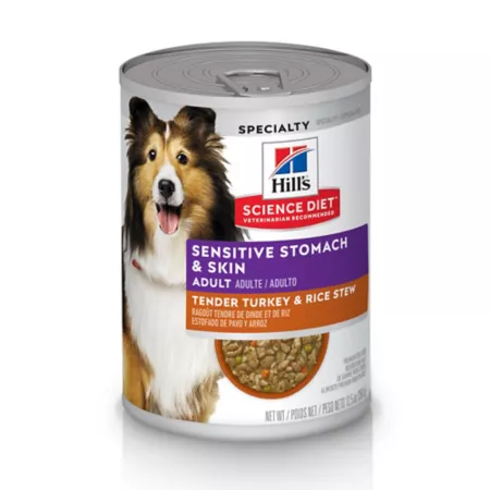 Hill's Science Diet Wet Food for Adult Dogs with Sensitive Stomachs and Skin Turkey and Rice Stew 12.5 oz. Wet Dog Food